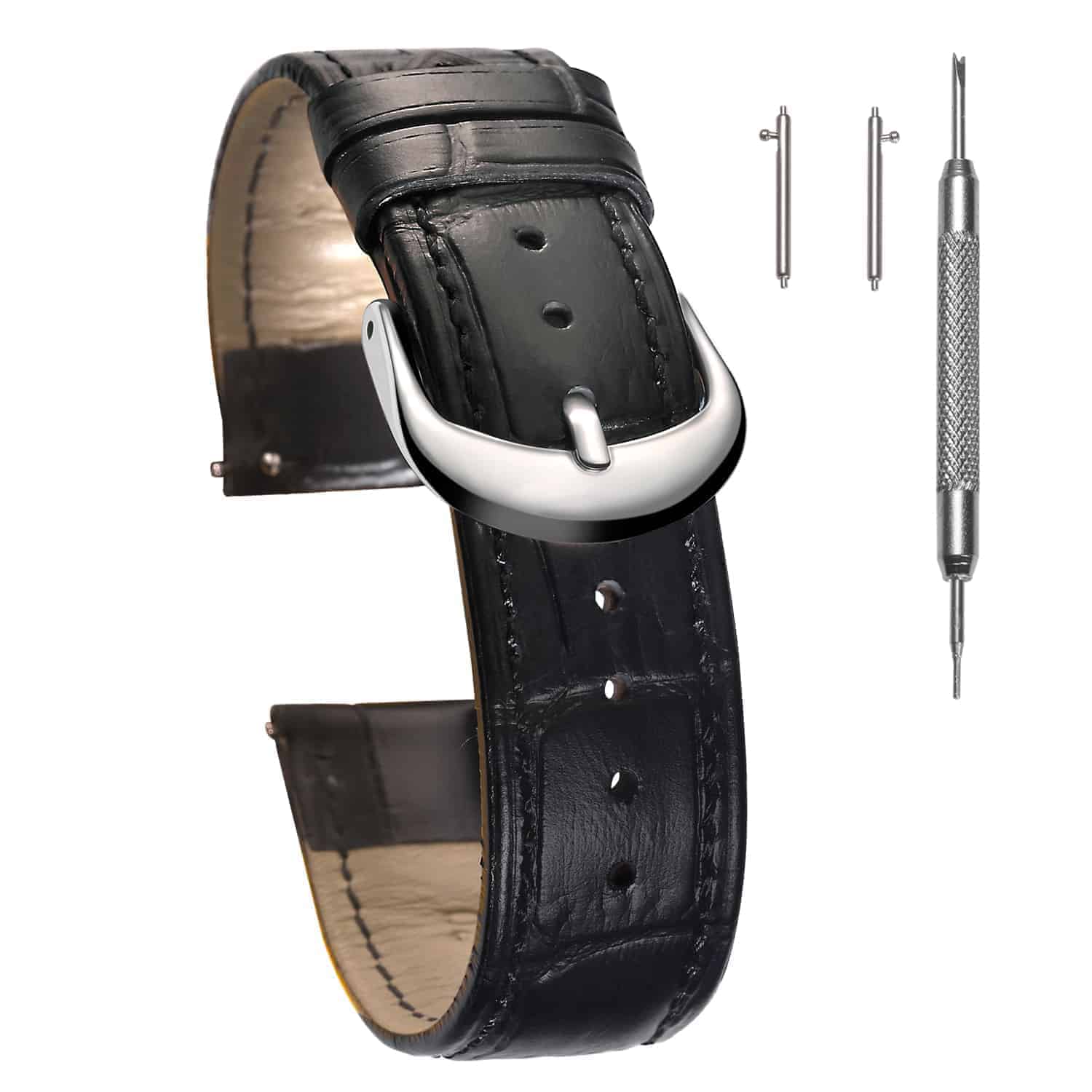 3- Grey Alligator Embossed Leather Watch Bands