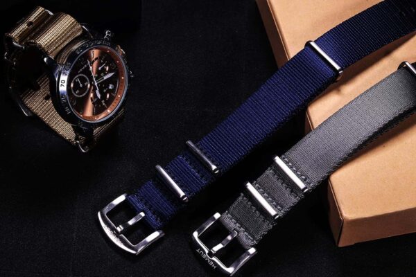 Navy Blue Nylon One Piece Watch Bands | Hemsut