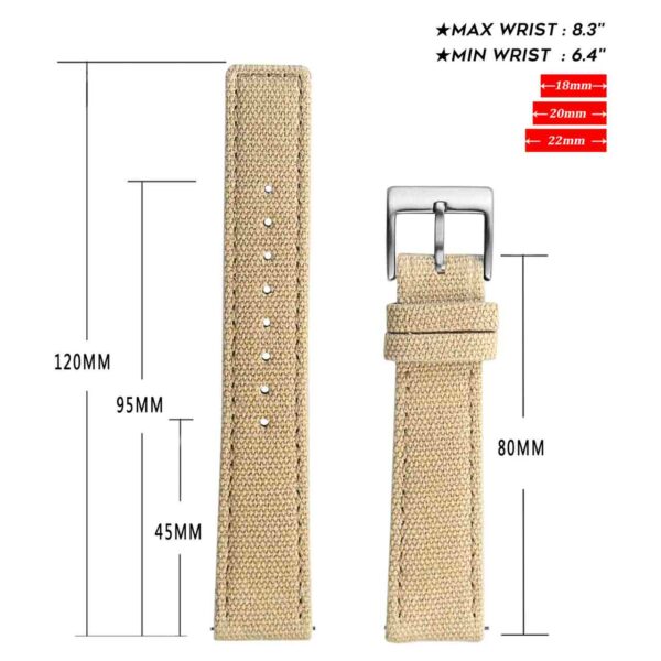 Khaki | Canvas Watch Bands Quick Release | Hemsut