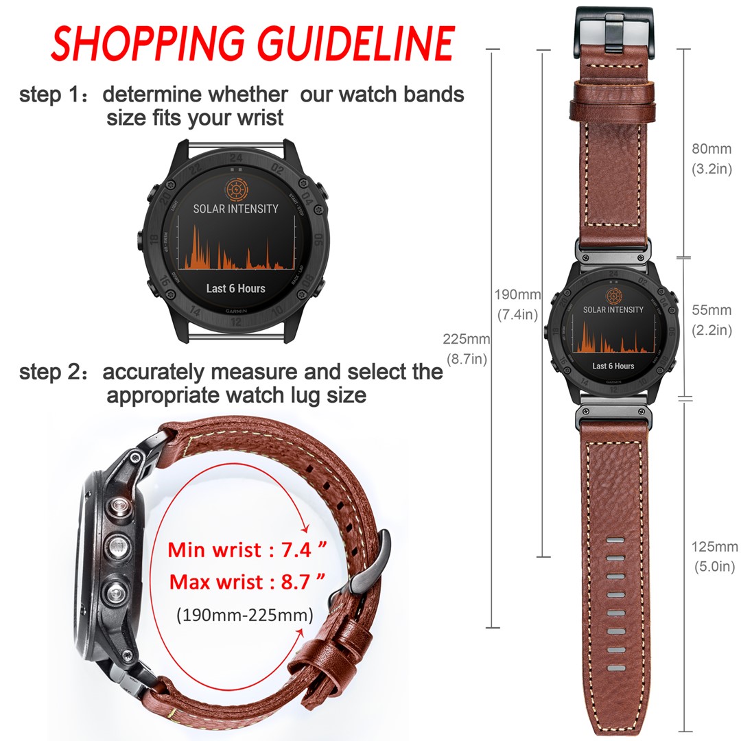 Garmin Quickfit 26 22 20 Watch Bands | Leather