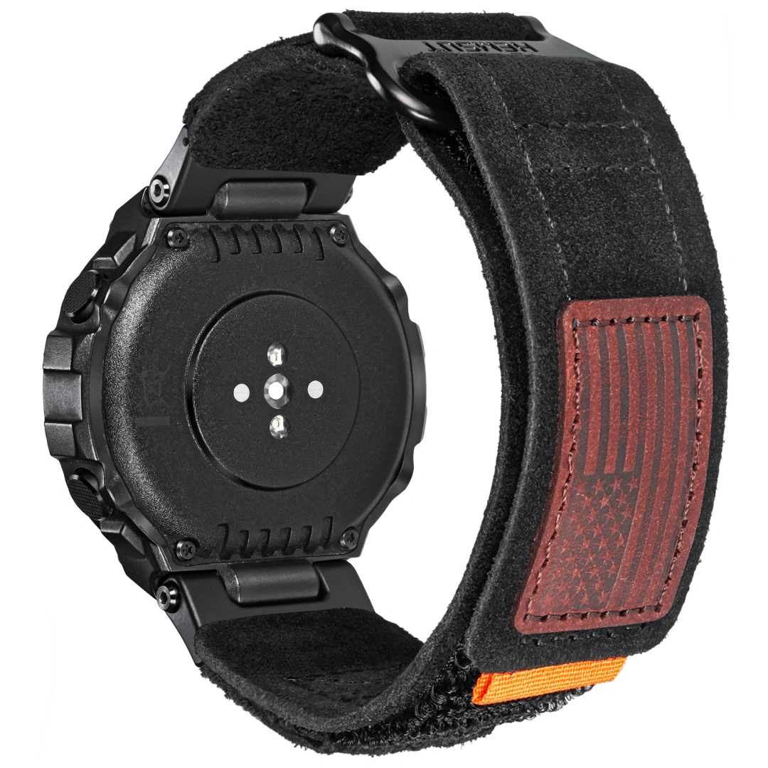 Black Suede Leather Straps for Amazfit T-Rex Pro