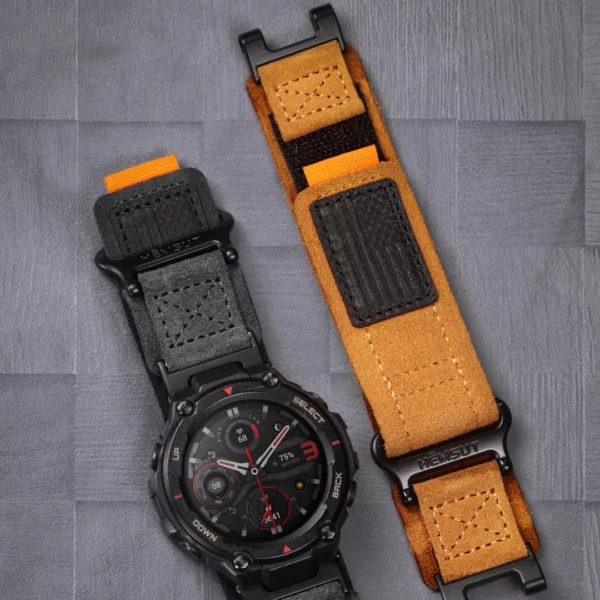 Brown Suede Leather Straps for Amazfit T-Rex Pro