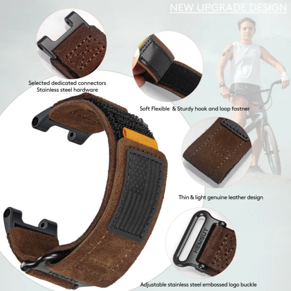 Whisky Suede Leather Straps for Amazfit T-Rex Pro