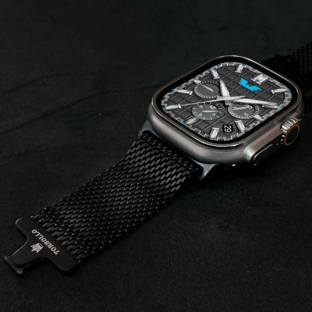 TORBOLLO New 49mm Black Milanese Loop for Apple Watch 10