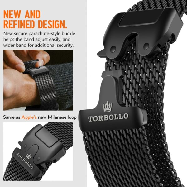TORBOLLO New 49mm Black Milanese Loop for Apple Watch 10