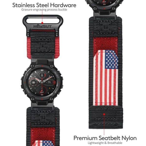 US Rugged Nylon Straps for Amazfit T-Rex