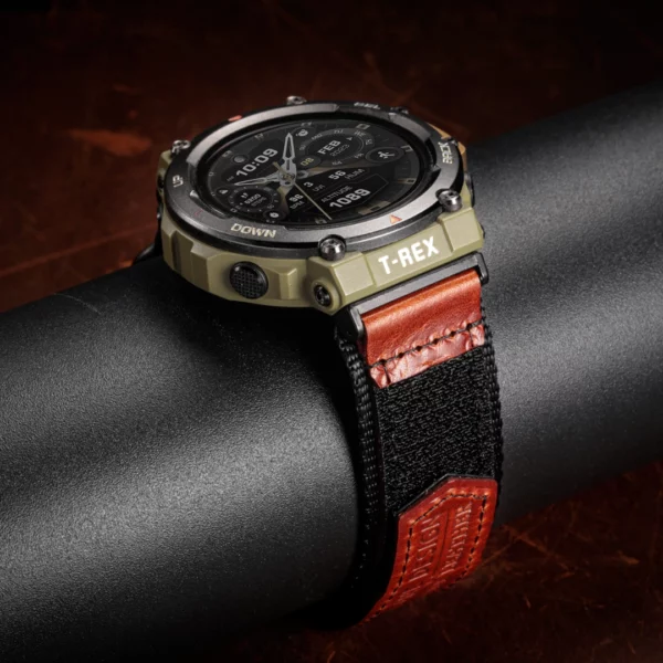 Brown Davilane Leather Watch Bands for Amazfit TREX 2