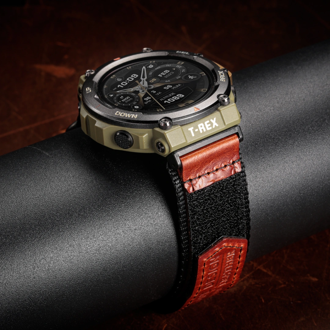 Brown Davilane Leather Watch Bands for Amazfit TREX 2