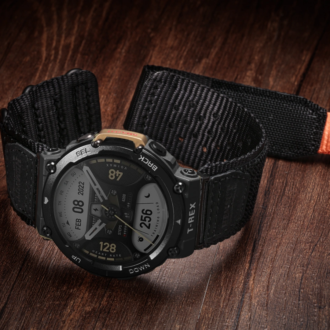 Black 3 Loops Amazfit TRex Nylon Watch Bands
