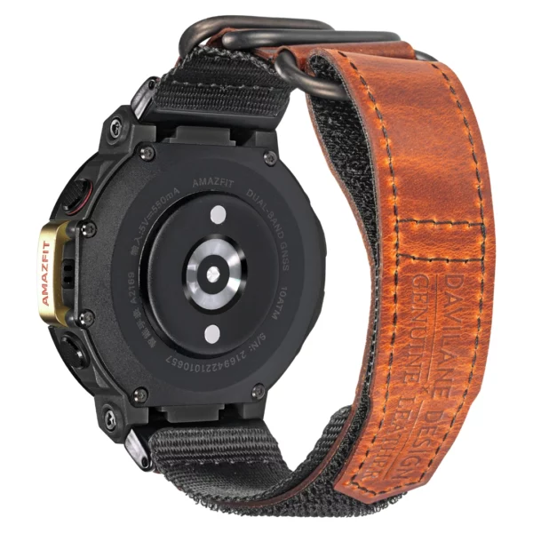 Brown Davilane Leather Watch Bands for Amazfit TREX 2