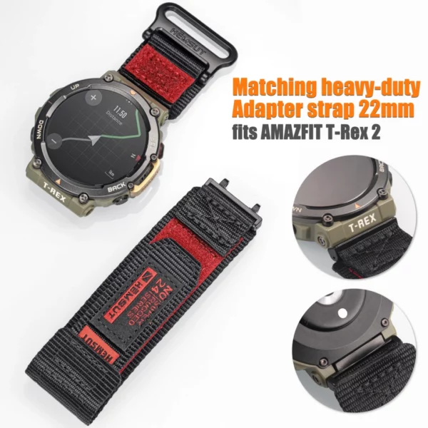Red Rainbow Rugged Nylon straps for Amazfit TRex