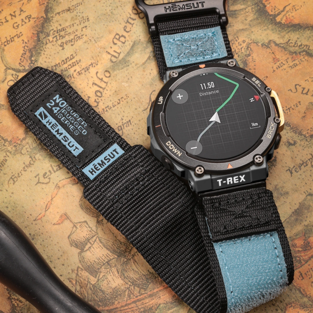 Blue Rainbow Rugged Nylon straps for Amazfit TRex