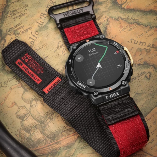 Red Rainbow Rugged Nylon straps for Amazfit TRex