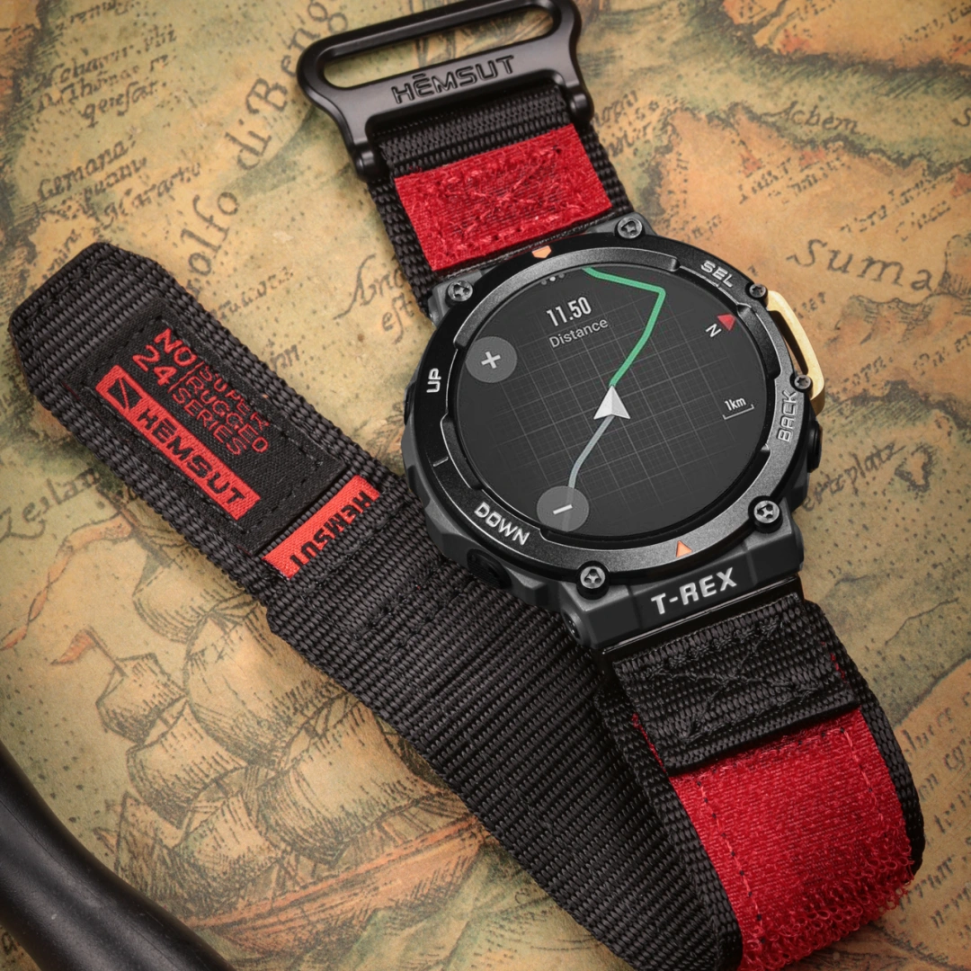 Red Rainbow Rugged Nylon straps for Amazfit TRex