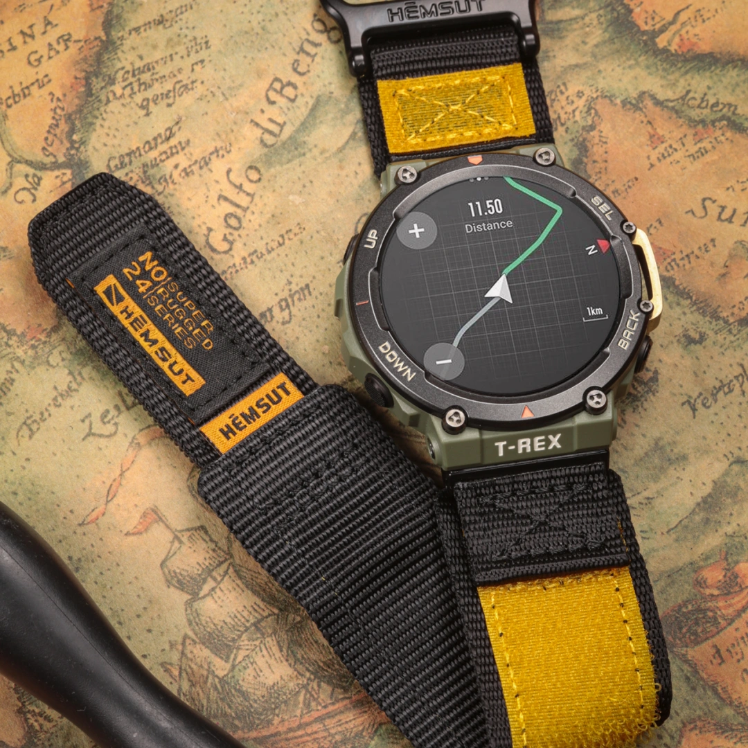 Yellow Rainbow Rugged Nylon straps for Amazfit TRex