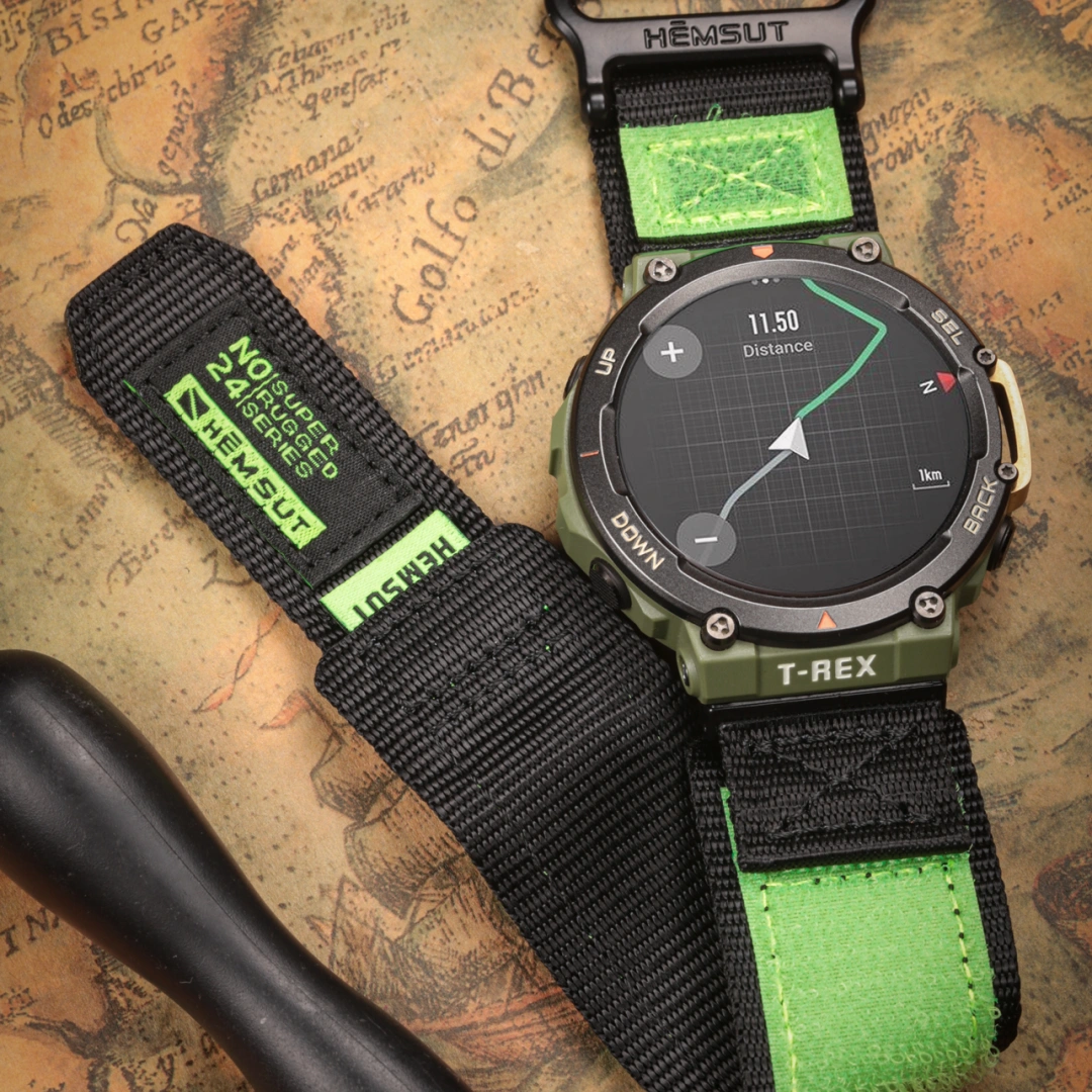 Green Rainbow Rugged Nylon straps for Amazfit TRex