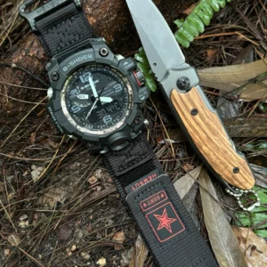 Military Star Velcro Nylon Straps for G-Shock GWG1000 | Black Red