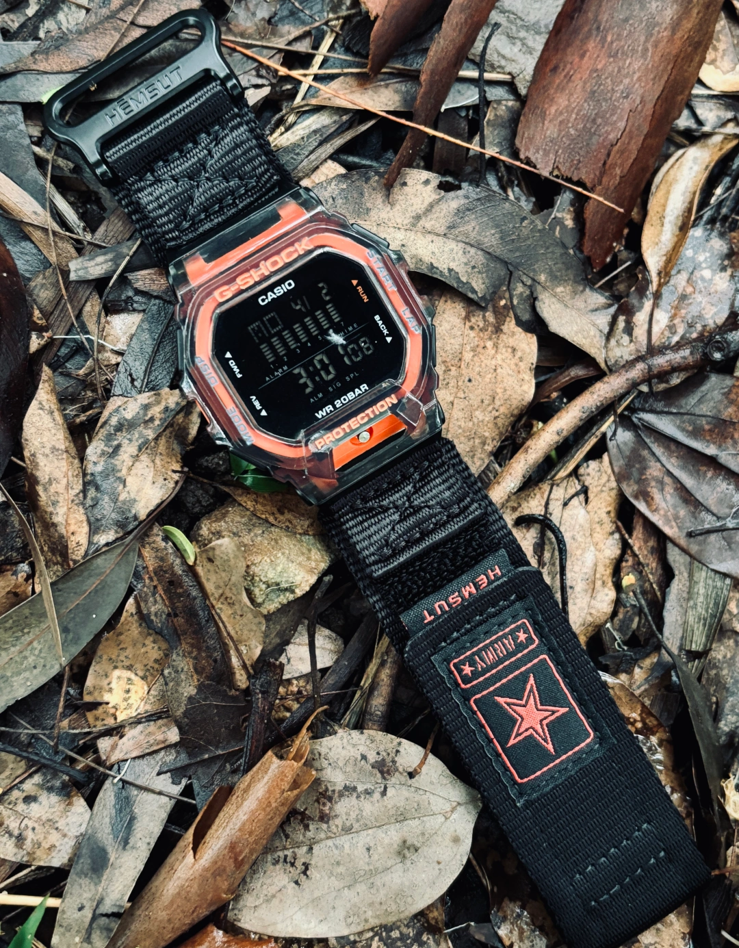 super rugged nylon watch bands for G-Shock GBD200 1 Military Star Nylon Watch Bands for G-Shock GBD200 | Black Red