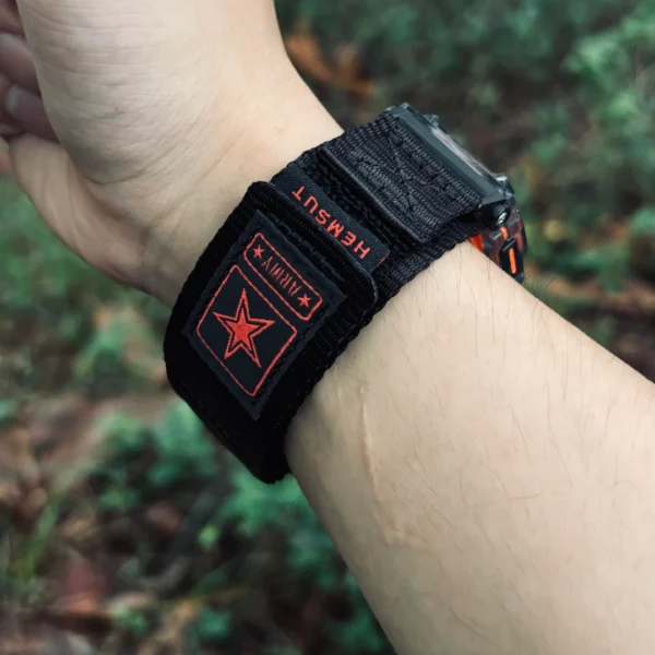 Military Star Nylon Watch Bands for G-Shock GBD200 | Black Red