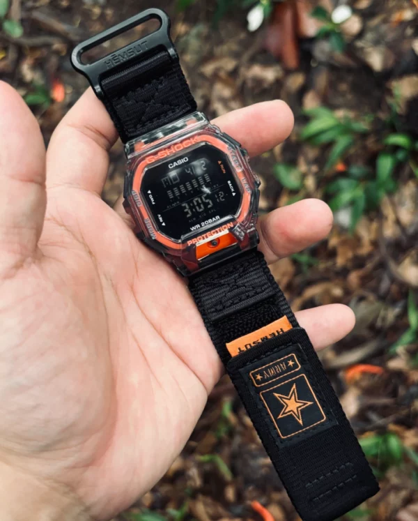 super rugged nylon watch bands for G-Shock GBD200 6 Military Star Nylon Watch Bands for G-Shock GBD200 | Black Orange