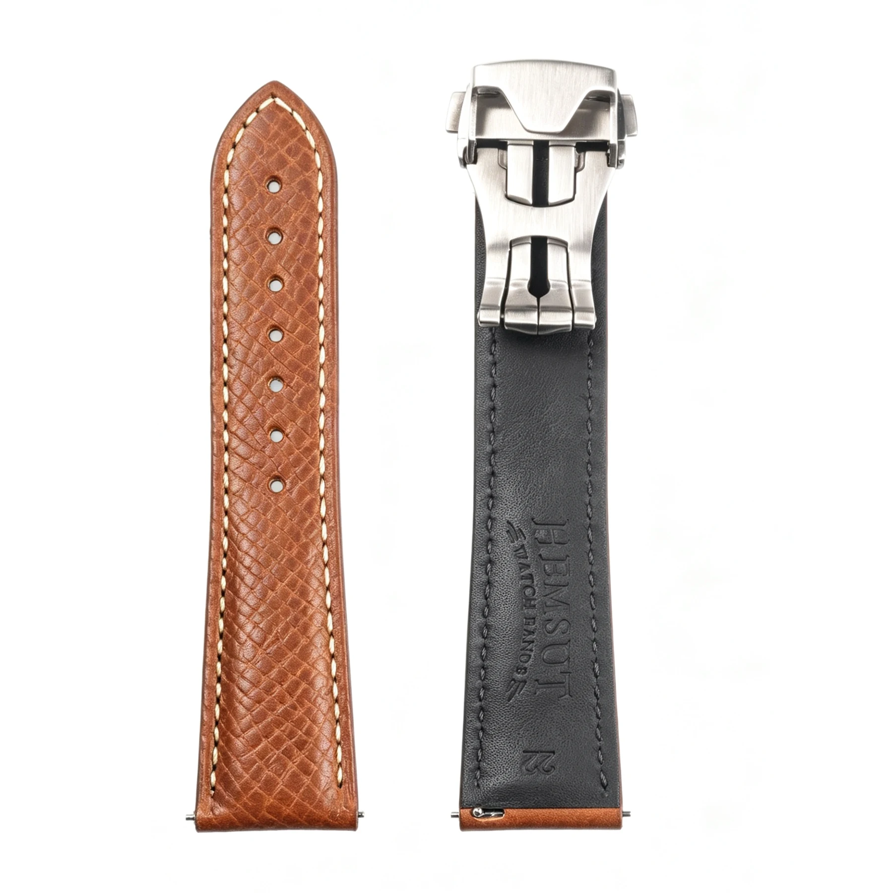 Cognac Brown Badalassi Carlo Italian leather quick release watch strap