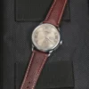 Badalassi Carlo Italian Leather Watch Strap | HEMSUT13 Burgundy Badalassi Carlo Italian leather watch strap on a watch