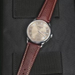 Badalassi Carlo Italian Leather Watch Strap | HEMSUT13 Burgundy Badalassi Carlo Italian leather watch strap on a watch