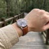 Badalassi Carlo Italian Leather Watch Strap | HEMSUT15 Cognac Brown leather watch strap worn outdoors