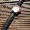 Badalassi Carlo Italian Leather Watch Strap | HEMSUT2 Black leather watch strap close-up on a wristwatch