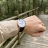 Badalassi Carlo Italian Leather Watch Strap | HEMSUT7 Black leather watch strap worn outdoors