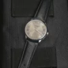 Badalassi Carlo Italian Leather Watch Strap | HEMSUT9 Black Italian leather watch strap installed on a wristwatch