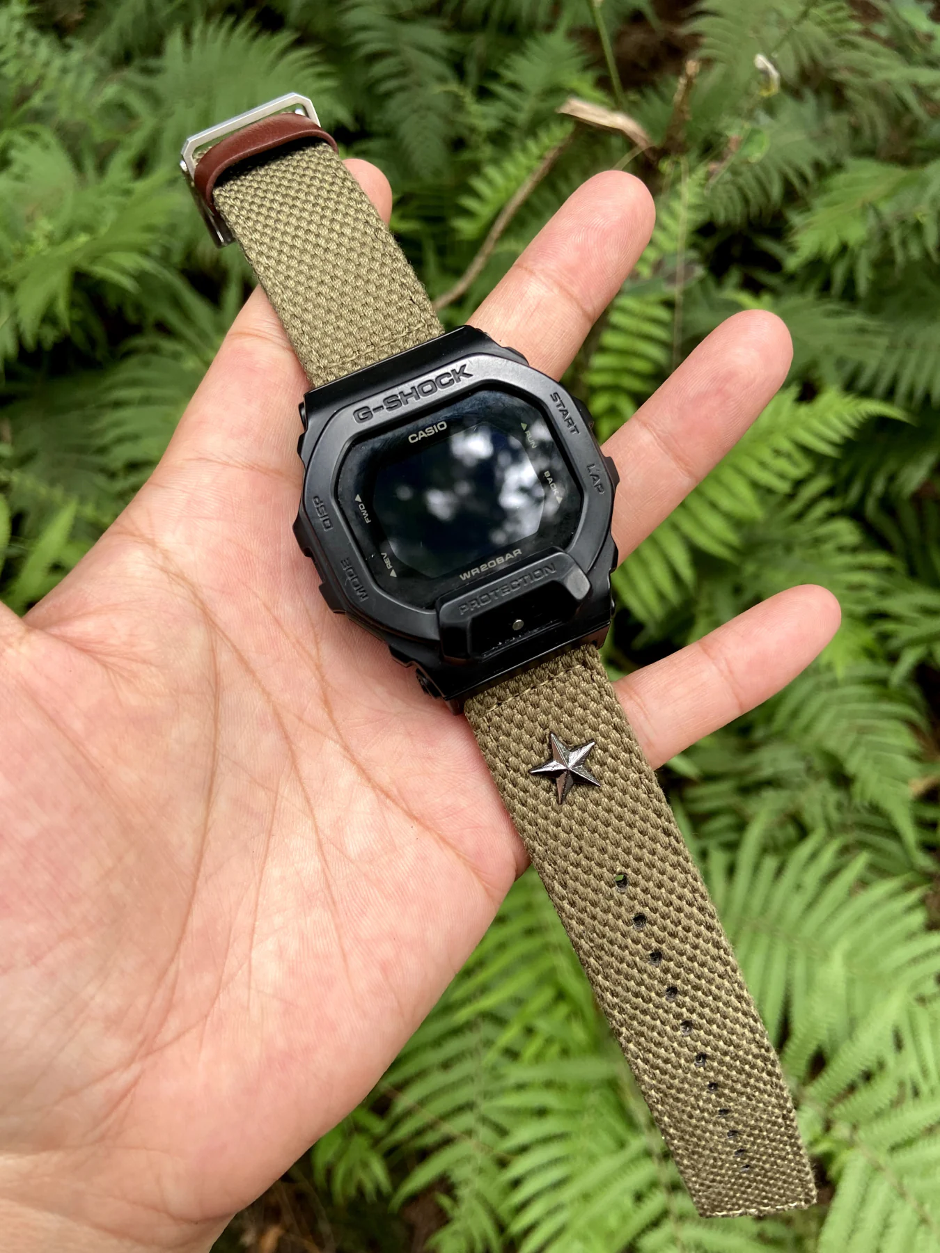 Army Green Patton canvas watch band for G-Shock GBD-200