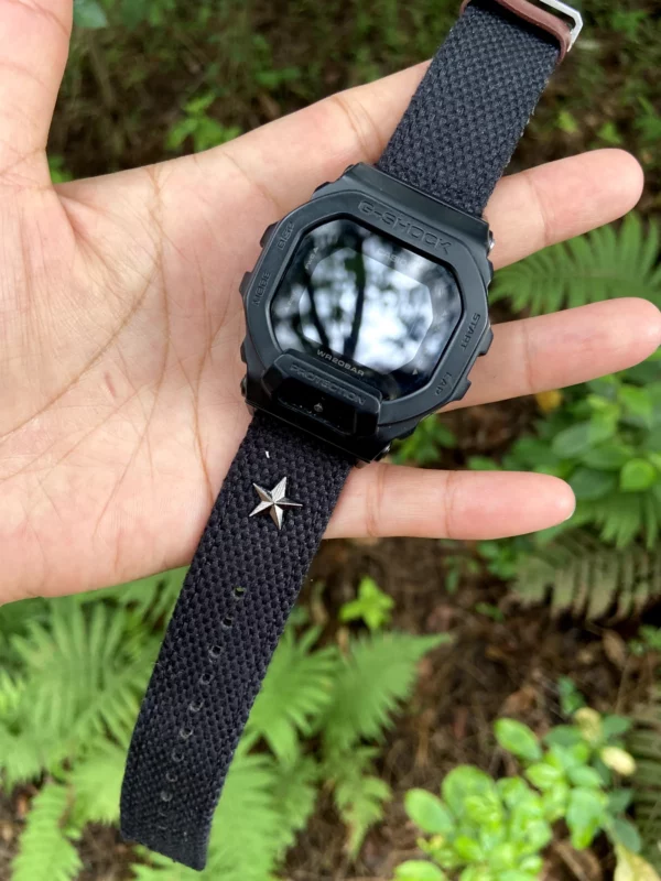 hb147-gbd200-black Black Patton canvas watch band for G-Shock GBD-200