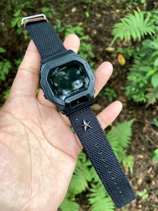 hb147-gbd200-black-detail Black Detail Patton canvas watch band for G-Shock GBD-200