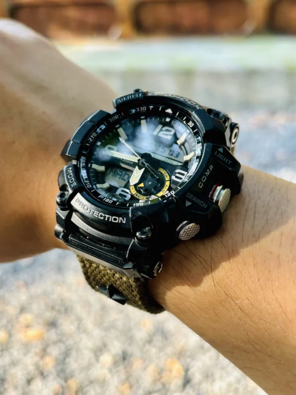 hb147-gg1000-army-green-wrist Army Green Wrist Patton canvas watch band for G-Shock GG-1000, GWG-100 and GSG-100
