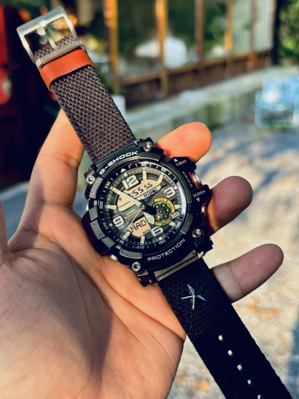 hb147-gg1000-black Black Patton canvas watch band for G-Shock GG-1000, GWG-100 and GSG-100