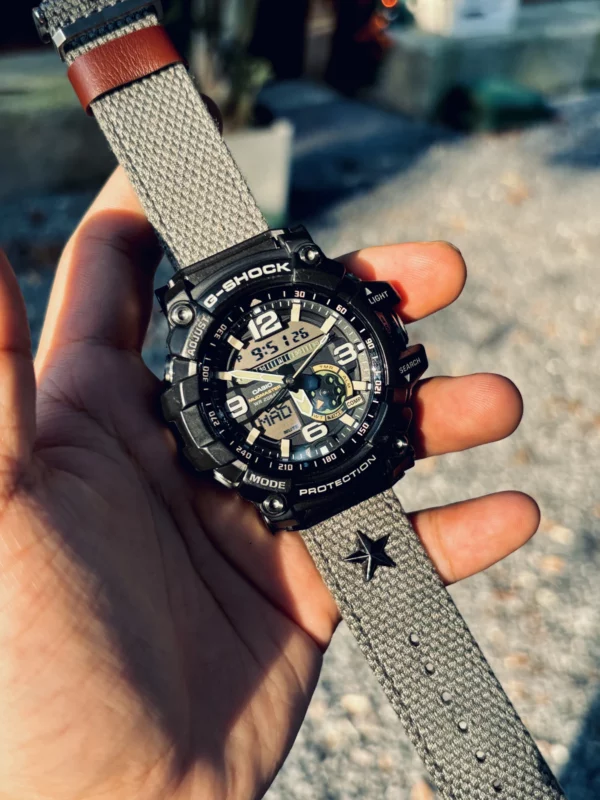 hb147-gg1000-grey Grey Patton canvas watch band for G-Shock GG-1000, GWG-100 and GSG-100