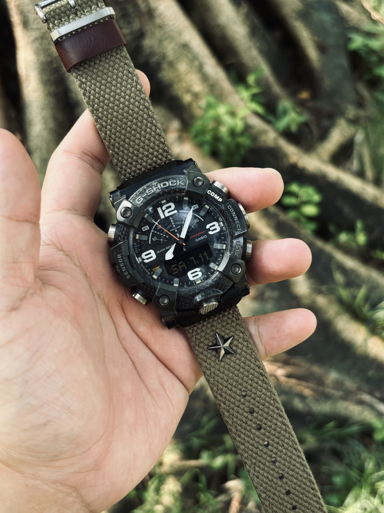 Army Green Patton canvas watch band for G-Shock GG-B100