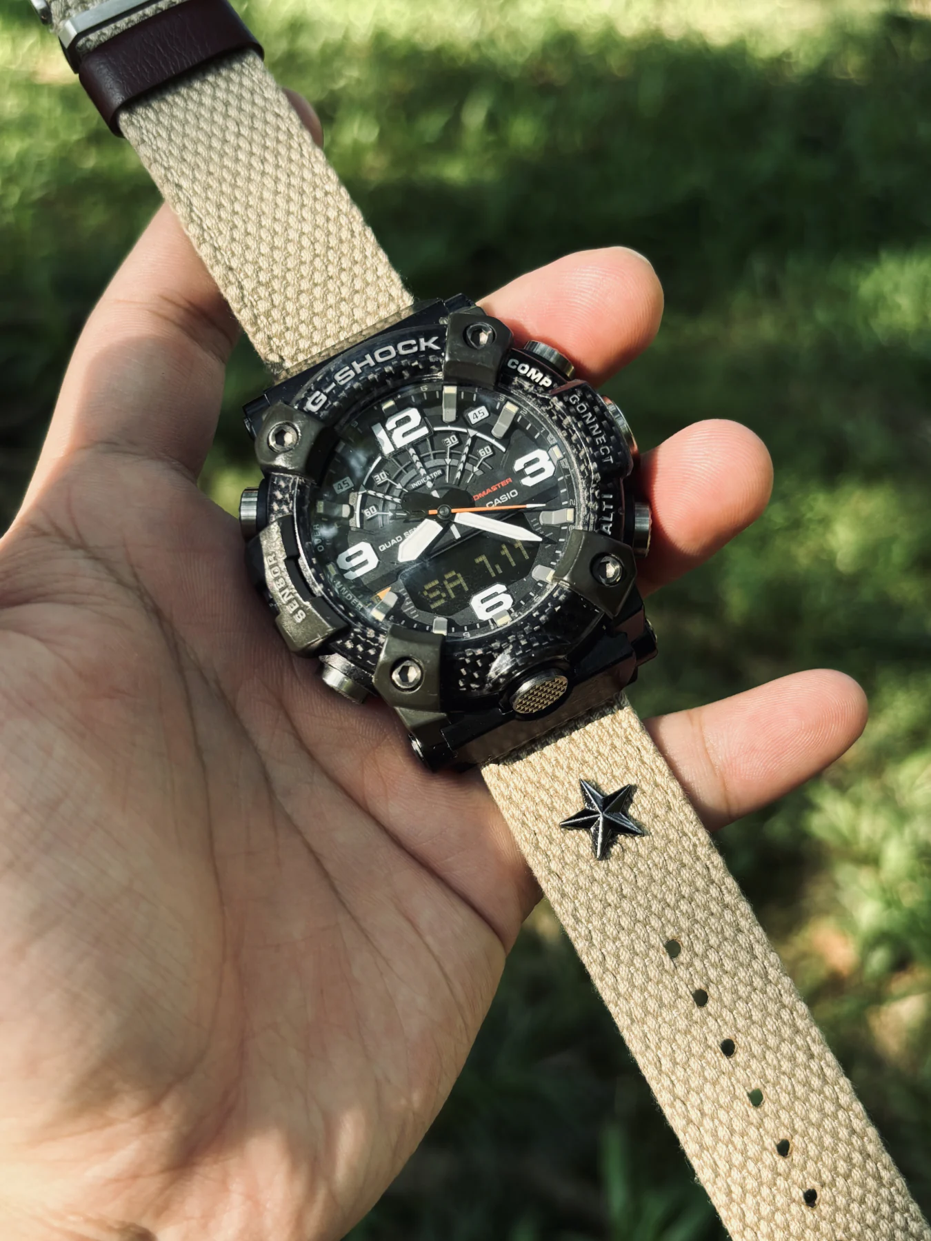 Khaki Patton canvas watch band for G-Shock GG-B100