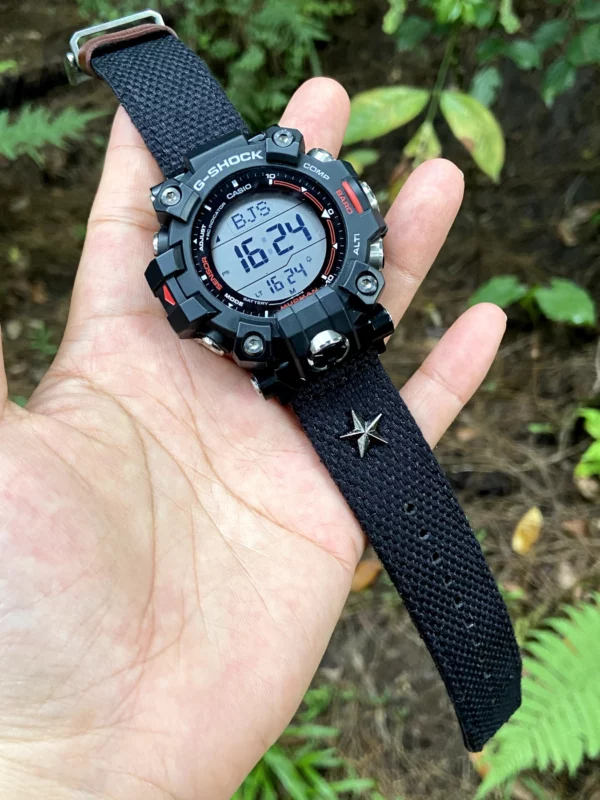 hb147-gw9500-black Black Patton canvas watch band for G-Shock GW-9500