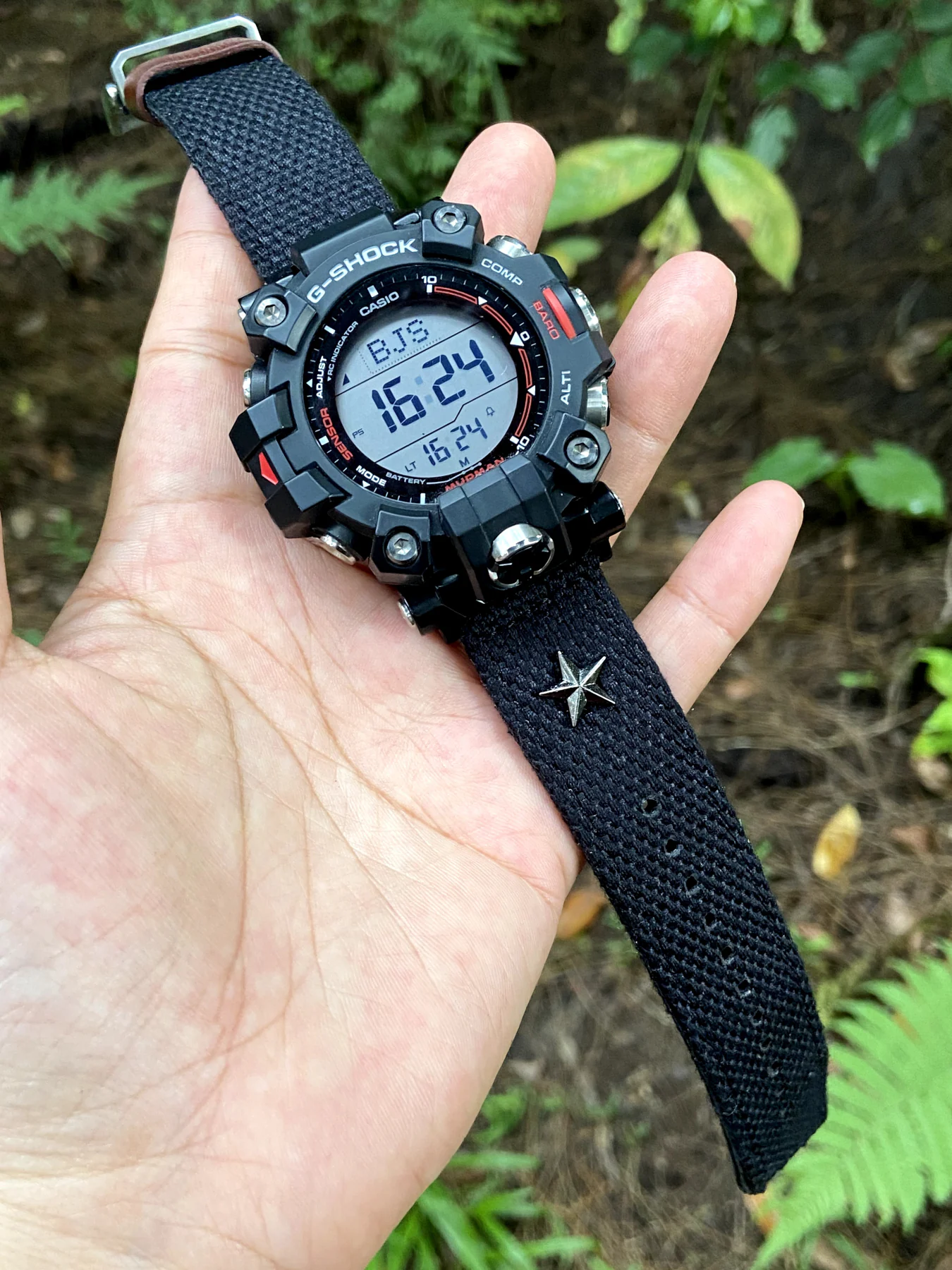 Black Patton canvas watch band for G-Shock GW-9500