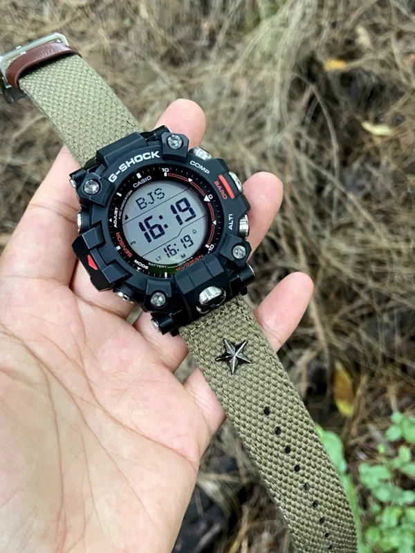 hb147-gw9500-grey-wrist Grey Wrist Patton canvas watch band for G-Shock GW-9500