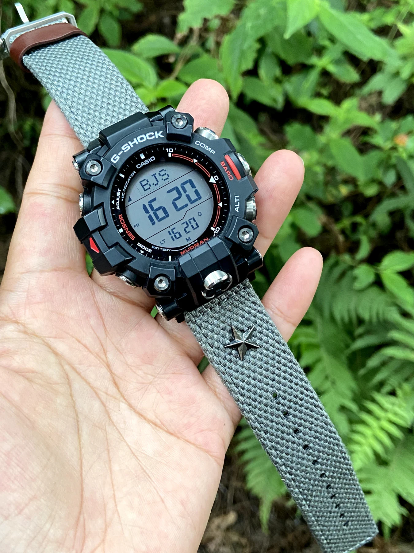 Grey Patton canvas watch band for G-Shock GW-9500