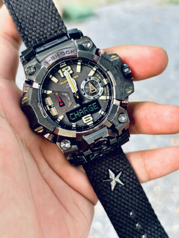 hb147-gwgb1000-black Black Patton canvas watch band for G-Shock GWG-B1000