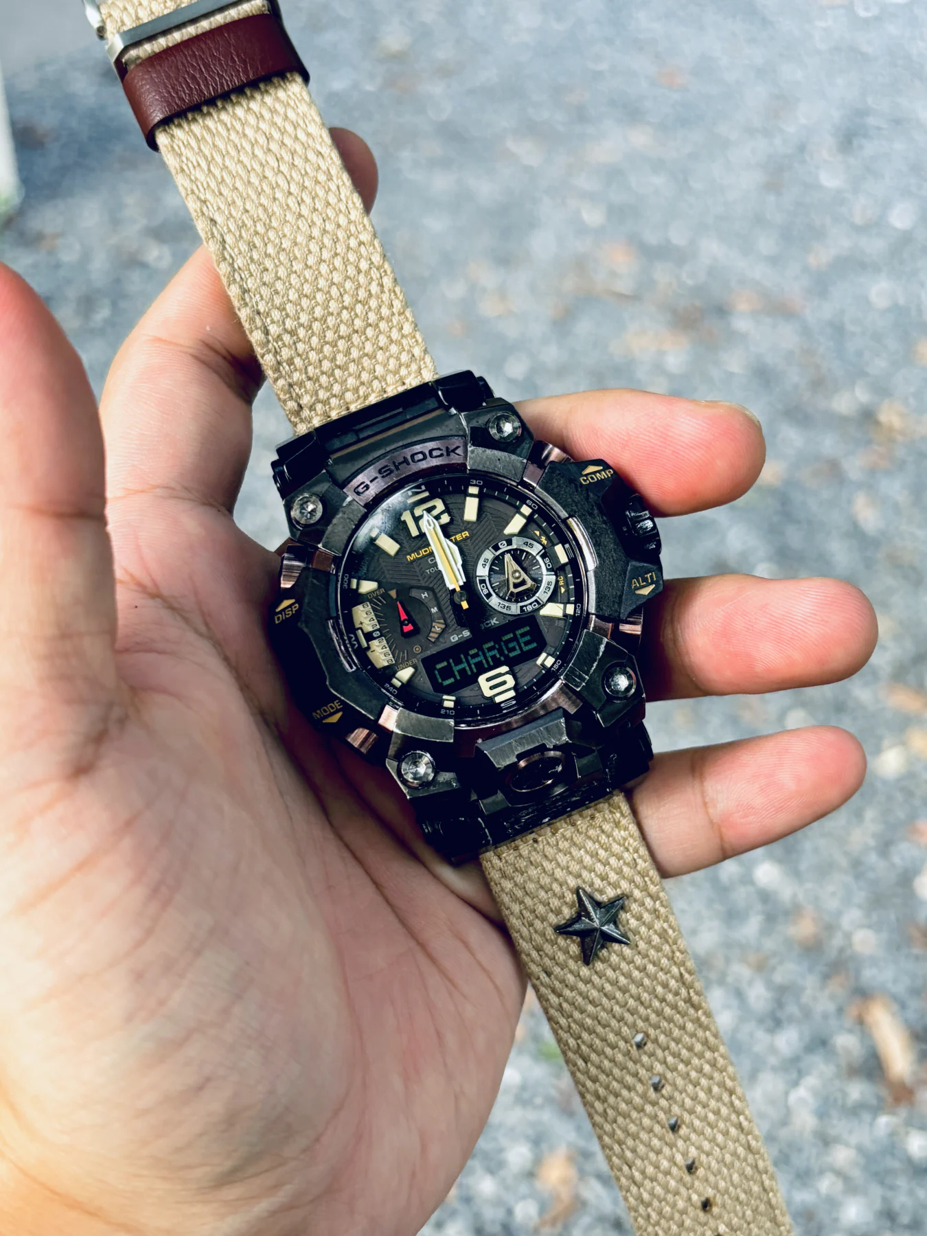Khaki Patton canvas watch band for G-Shock GWG-B1000