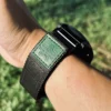 Army Green nylon QuickFit watch band wrapped securely around a wrist