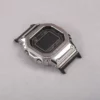 Detail view of black adapter connectors installed on a G-SHOCK GMW-B5000 watch without a strap
