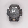 Front view of black adapter connectors installed on a G-SHOCK GWG-1000 watch without a strap