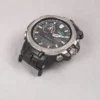 Angled view of black adapter connectors installed on a PRO TREK PRW-6000 watch without a strap