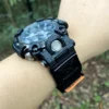 hg155-gwg2000-black-orange-02-wrist-side Side wrist view of the Black Orange nylon watch band fitted to a G-SHOCK GWG-2000